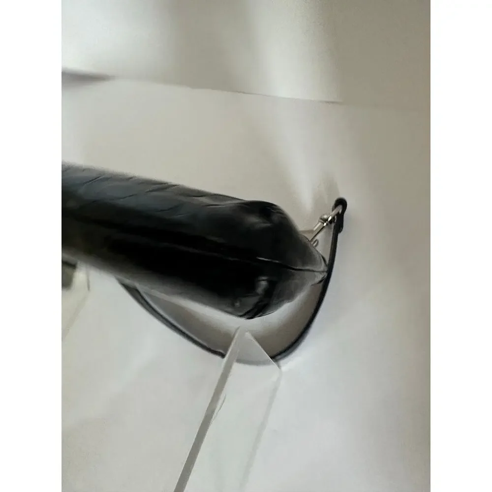 Coach Black Patent Leather Wristlet Bow Heart Charm Zip Clutch Pouch